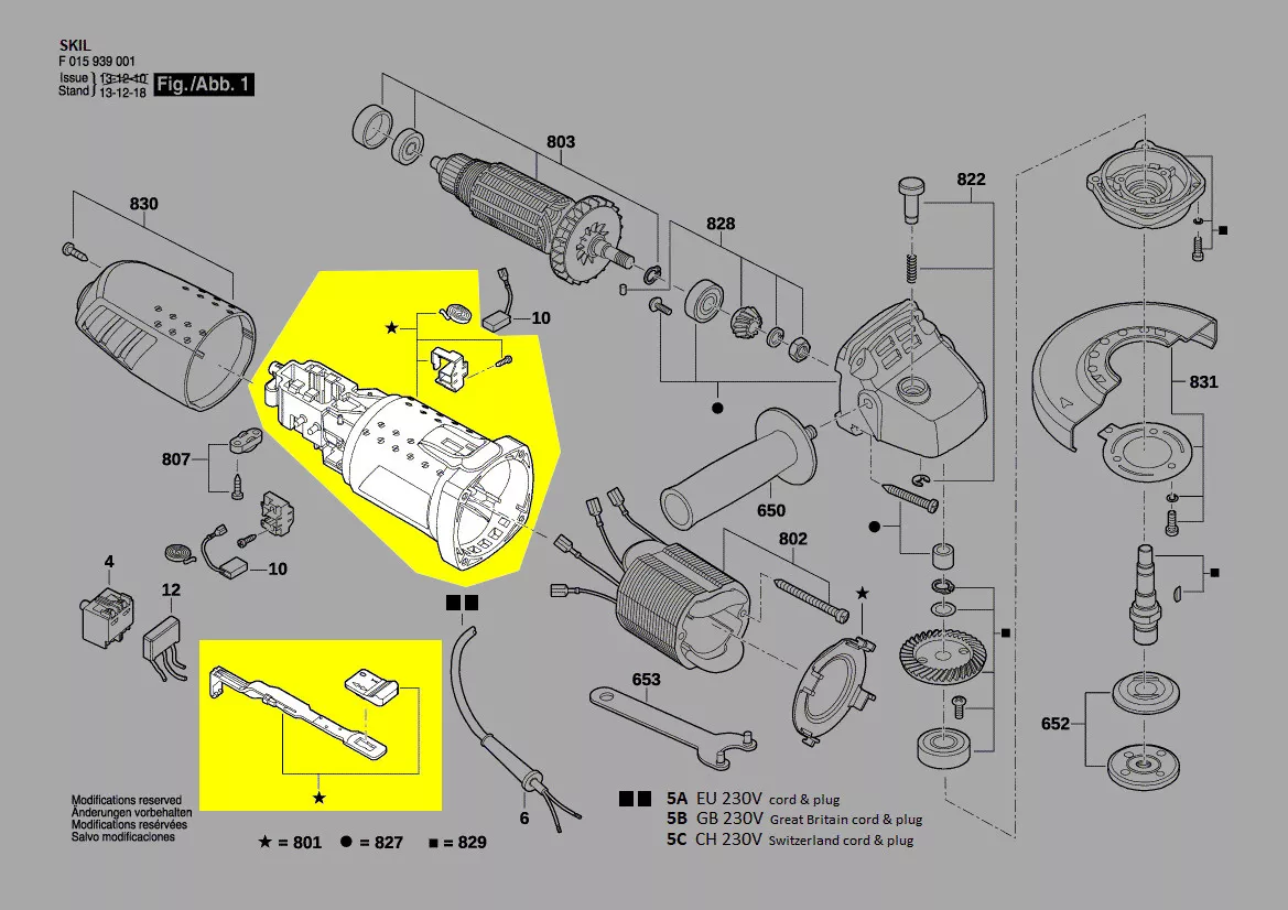 boitier moteur meuleuse angulaire réf. 2610Z05886 Skil